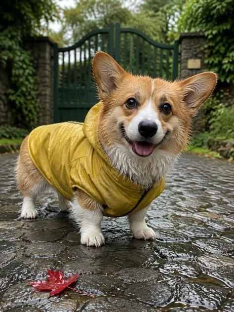 Corgi After the Rain