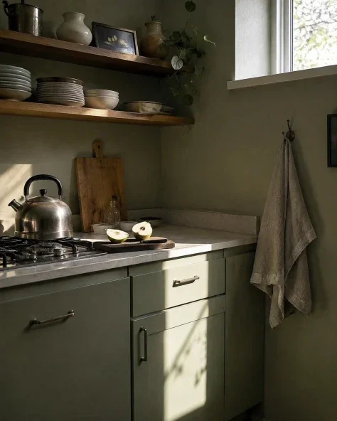 Morning in a Sage-Green Kitchen