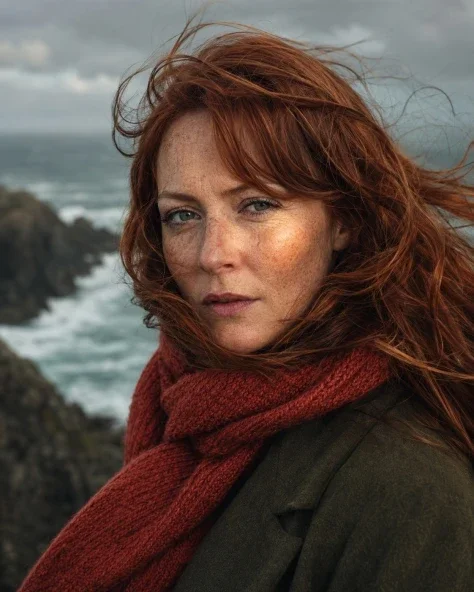 Red Scarf in the Sea Wind