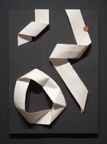 Echoes in Folded Paper — Nano Banana 2 AI Prompt: An original abstract paper relief photographed as finished artwork, composed of...