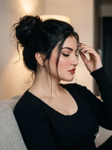 South Asian Woman Side Profile — Nano Banana 2 AI Prompt: A close-up side profile portrait of a young South Asian woman with fair skin, na...