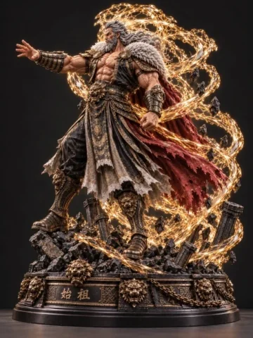 Mythic Warrior Statue — GPT Image 2.5 AI Prompt: Create a hyper-detailed premium collectible statue render of the Founder, a myth...