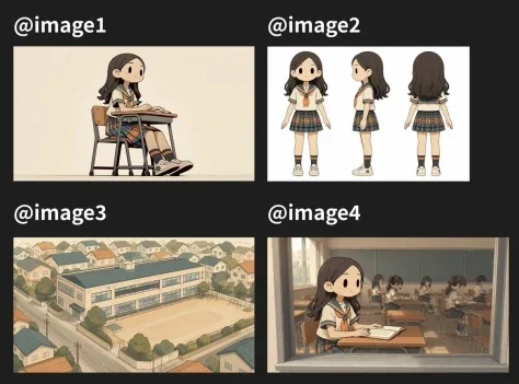 Four Anime School Reference Panels