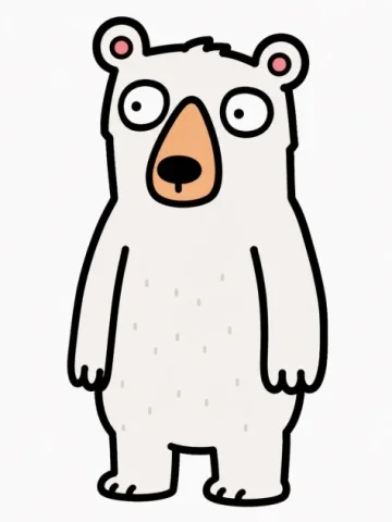 Naive White Bear Character — GPT Image 2.5 AI Prompt: Create a simple full-body cartoon illustration of a standing bear character on a...