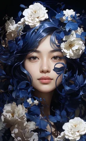 Ethereal Floral Portrait — Nano Banana 2 AI Prompt: Close-up portrait of an ethereal young woman with porcelain skin and expressive...