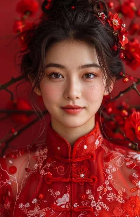 Traditional Red Qipao Portrait