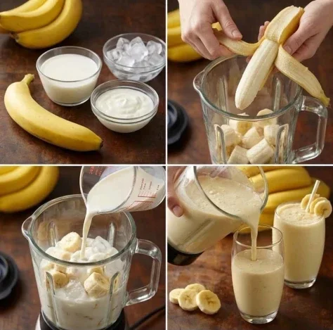Banana Smoothie Recipe Collage