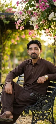 Golden Garden Bench Portrait — GPT Image 2.5 AI Prompt: Create a high-quality vertical outdoor portrait photograph of a young South Asia...