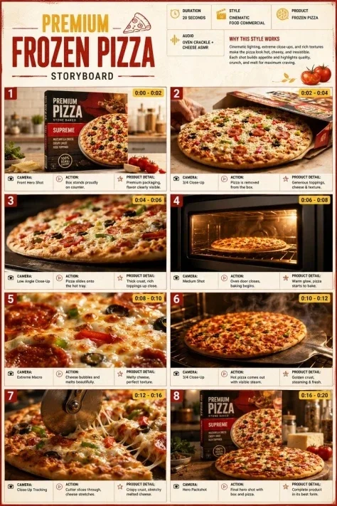 Premium Pizza Commercial Storyboard