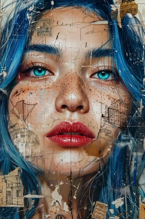 World Map Mixed-Media Portrait