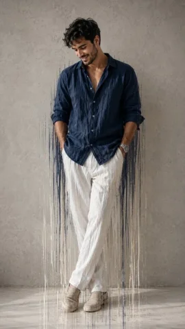 Melting Editorial Fashion Photography — GPT Image 2.5 AI Prompt: Ultra-realistic full-body editorial fashion photograph of a handsome young man i...