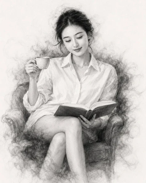 Black and White Charcoal Sketch Portrait