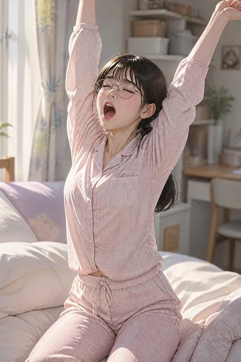 Morning Stretch Anime Bedroom Scene