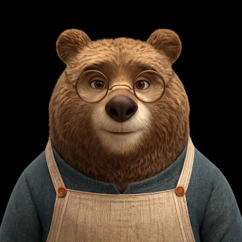 Transparent Bear Character Cutout — GPT Image 2.5 AI Prompt: Using the provided reference image, isolate the bear character as a clean cutout...