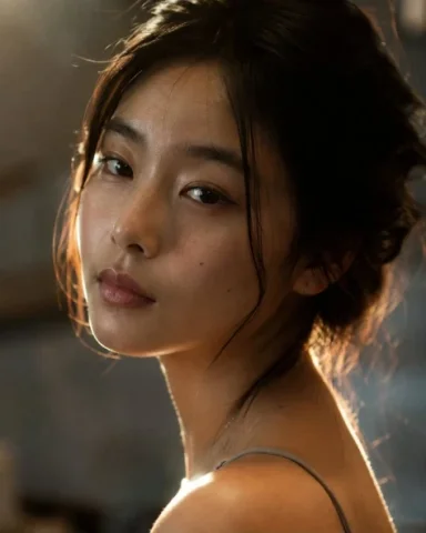 Cinematic Backlit Portrait — GPT Image 2.5 AI Prompt: Create an ultra-realistic close-up photographic portrait of a young East Asian w...