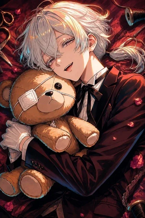 Gothic Boy and Worn Teddy