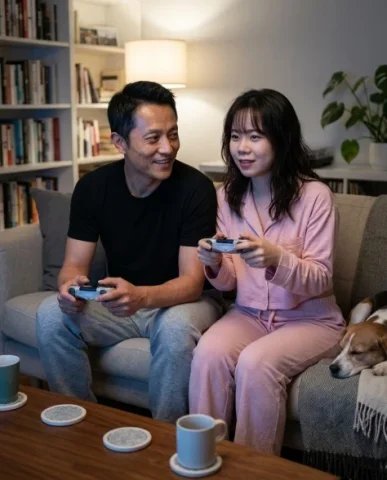 Candid Couple Gaming Lifestyle — Nano Banana 2 AI Prompt: {\n "generation_request": {\n "meta_data": {\n "tool": "Nano Banana 2",...