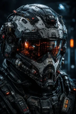 Futuristic Tactical Cybernetic Soldier Close-up — GPT Image 2.5 AI Prompt: Create an ultra-detailed vertical 2:3 cinematic portrait of a futuristic tactica...