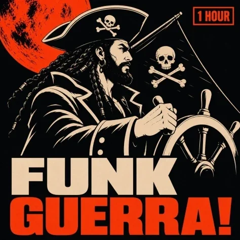 Pirate Funk Playlist Cover — GPT Image 2.5 AI Prompt: Create a square Spotify playlist cover in a bold vintage screen-printed poster s...