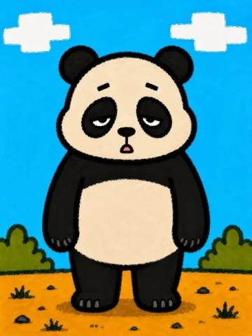 Sleepy Cartoon Panda Illustration — GPT Image 2.5 AI Prompt: Create a square children’s-book style illustration of a cute, simple cartoon pan...
