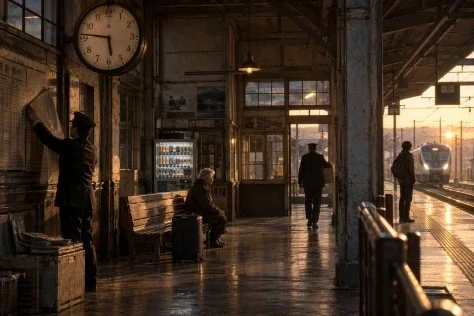 Old Japanese Station at Sunset