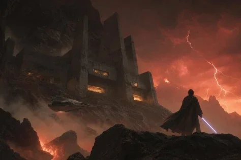 Imperial Research Bunker on Volcanic Planet — GPT Image 2.5 AI Prompt: A cinematic Ralph McQuarrie–inspired scene on the storm-lashed ridges of a volca...
