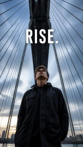 Creative Poster Design — GPT Image 2.5 AI Prompt: Premium editorial campaign. Main Subject: Young man standing beneath a gigantic...