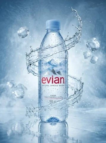 Luxury Water Bottle Product Photography — Nano Banana 2 AI Prompt: Ultra-realistic luxury commercial product photography of a premium transparent w...