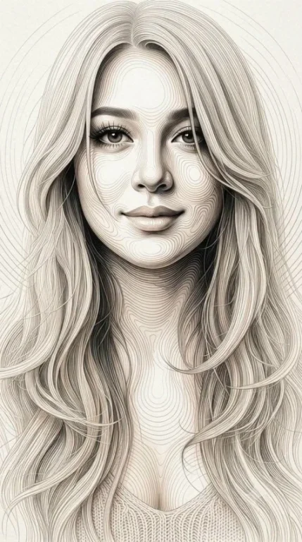 Topographic Contour Line Portrait