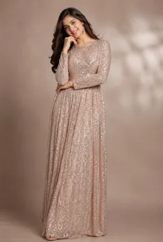 E-commerce Main Image - Elegant South Asian Fashion Photoshoot — GPT Image 2.5 AI Prompt: A full-length fashion photoshoot showcasing a graceful South Asian woman with lo...