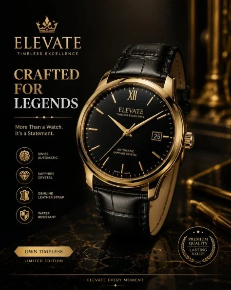 Luxury Wristwatch Mockup Advertisement