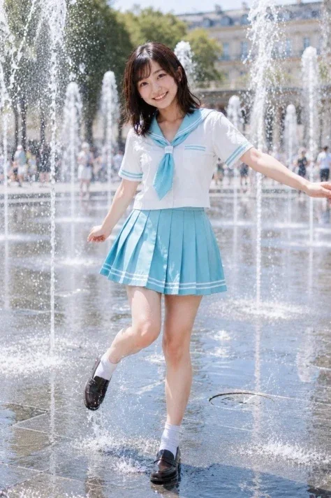 Summer Sailor Uniform Fountain Portrait