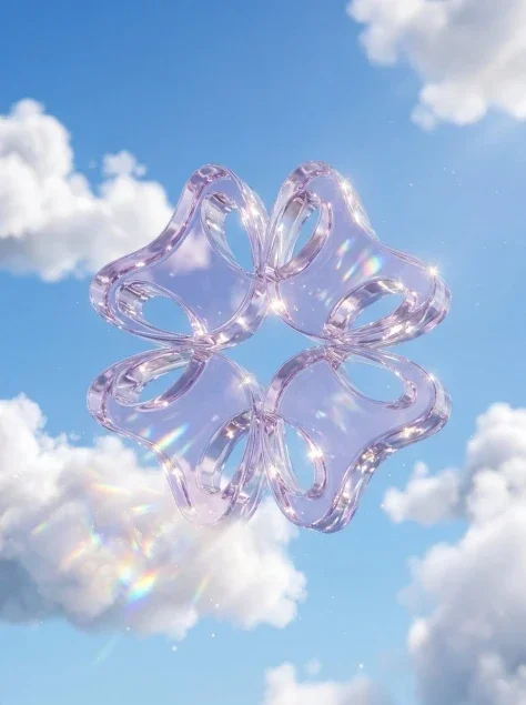 Refractive Crystal Logo in Clouds