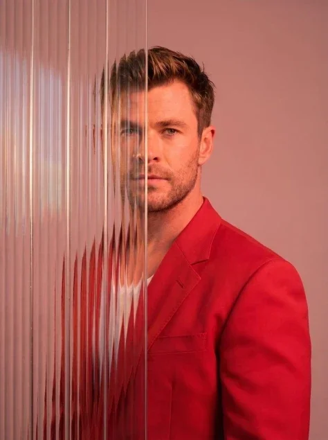 Red Blazer Portrait Through Frosted Glass