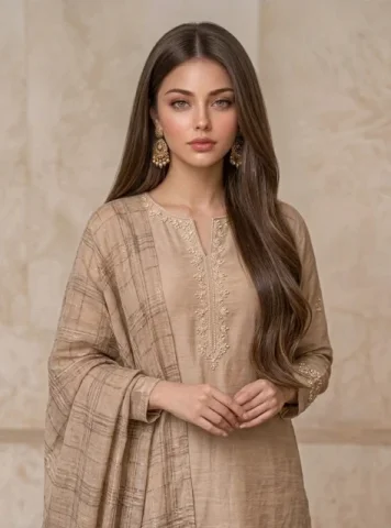 South Asian Cafe Fashion Lookbook — Nano Banana 2 AI Prompt: A professional fashion portrait of a beautiful young South Asian woman. She has...
