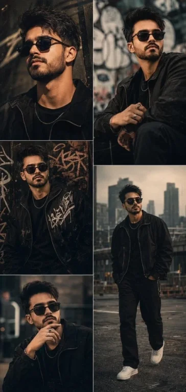 Five-Panel Cinematic Male Portrait Collage