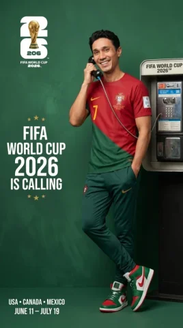 World Cup Calling Poster — Nano Banana 2 AI Prompt: Generate images: Create an ultra-premium FIFA World Cup 2026 global advertising...