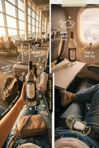 Airport and Airplane POV Travel Doodles — Nano Banana 2 AI Prompt: POV travel photography of a person sitting at an airport and inside an airplane,...
