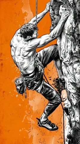 Black-Ink Hand-Drawn Poster on Orange — Nano Banana 2 AI Prompt: Using references made 100% identical, transformed into a hand-drawn monochrome i...