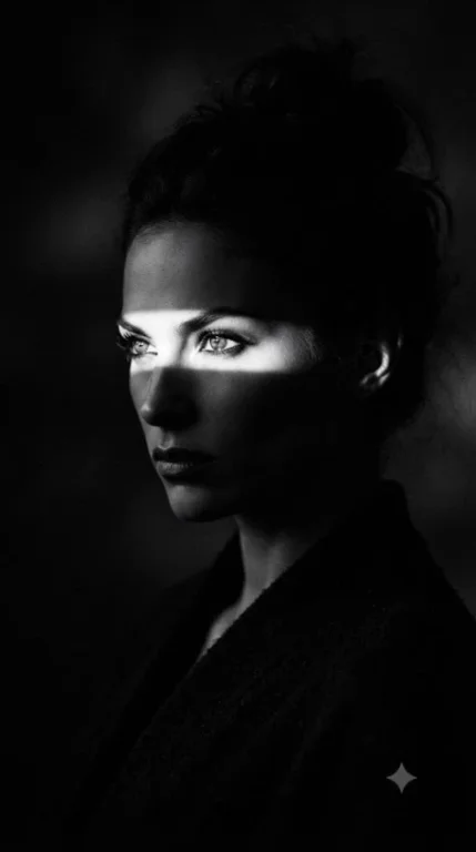 Black-and-White Slit-Light Fashion Profile