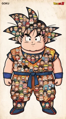 Chubby Figure Favorite Anime Character Poster — Nano Banana 2 AI Prompt: use simple chubby figures in the whole frame of the poster of a single most favo...