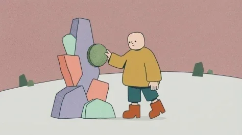 Minimal Flat Animated Character Scene