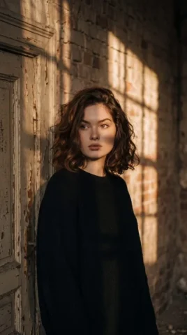 Golden Window-Shadow Portrait in an Abandoned Room — Nano Banana 2 AI Prompt: A cinematic portrait of me standing against an old, weathered wall beside a vint...