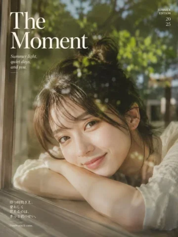 Summer Window Smile Magazine Cover — Nano Banana 2 AI Prompt: Use the reference face exactly. Preserve facial identity, facial proportions, ha...