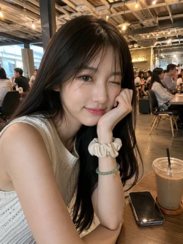 Cafe Smartphone Snapshot — Nano Banana 2 AI Prompt: Ultra-realistic smartphone photo of a beautiful young Japanese woman with smooth...