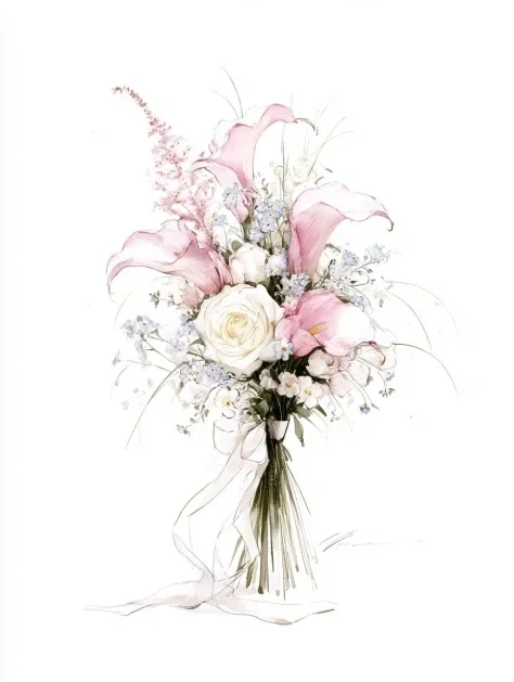 Watercolor Blush Bridal Bouquet