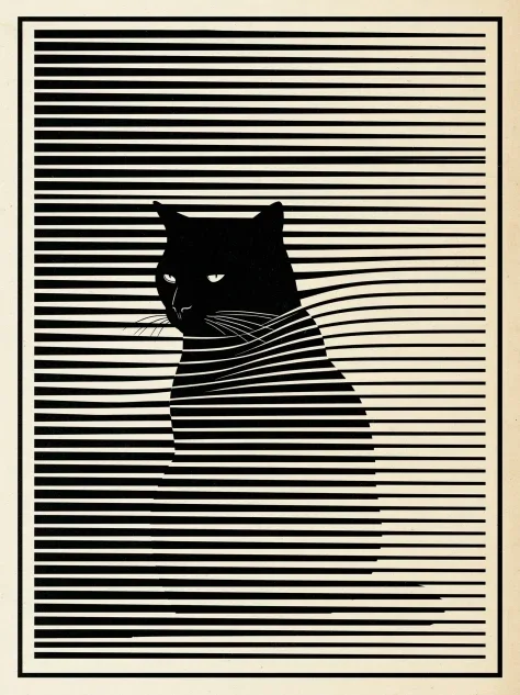 Black Cat Behind Blinds Poster