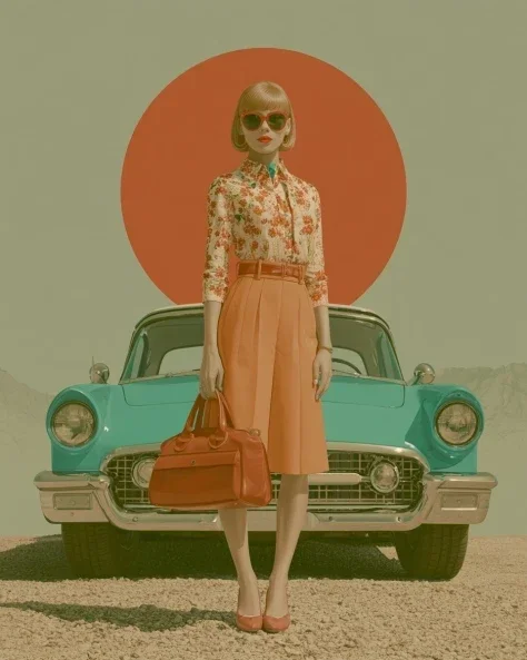 1950s Hipster Girl Road Trip