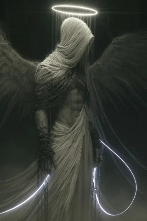 Chained Angelic Ghost in Dark Prison