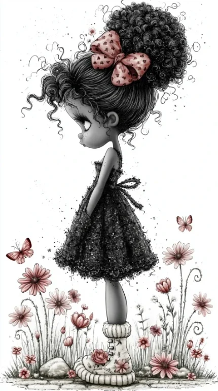 Garden Woman Silhouette Coloring Page